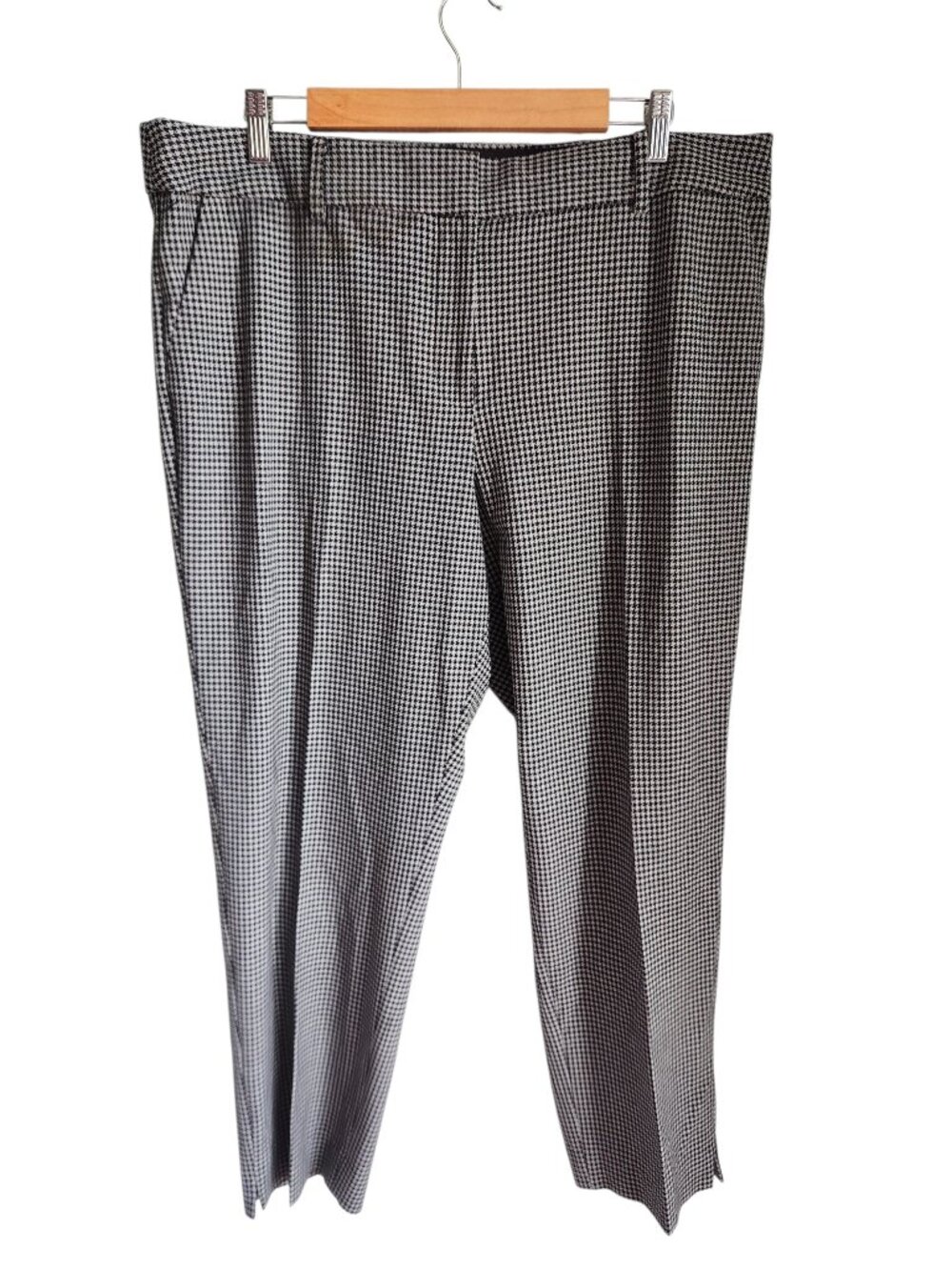Talbots Pants 16 Women's Black Gray Houndstooth Pattern Hampshire Ankle Pant